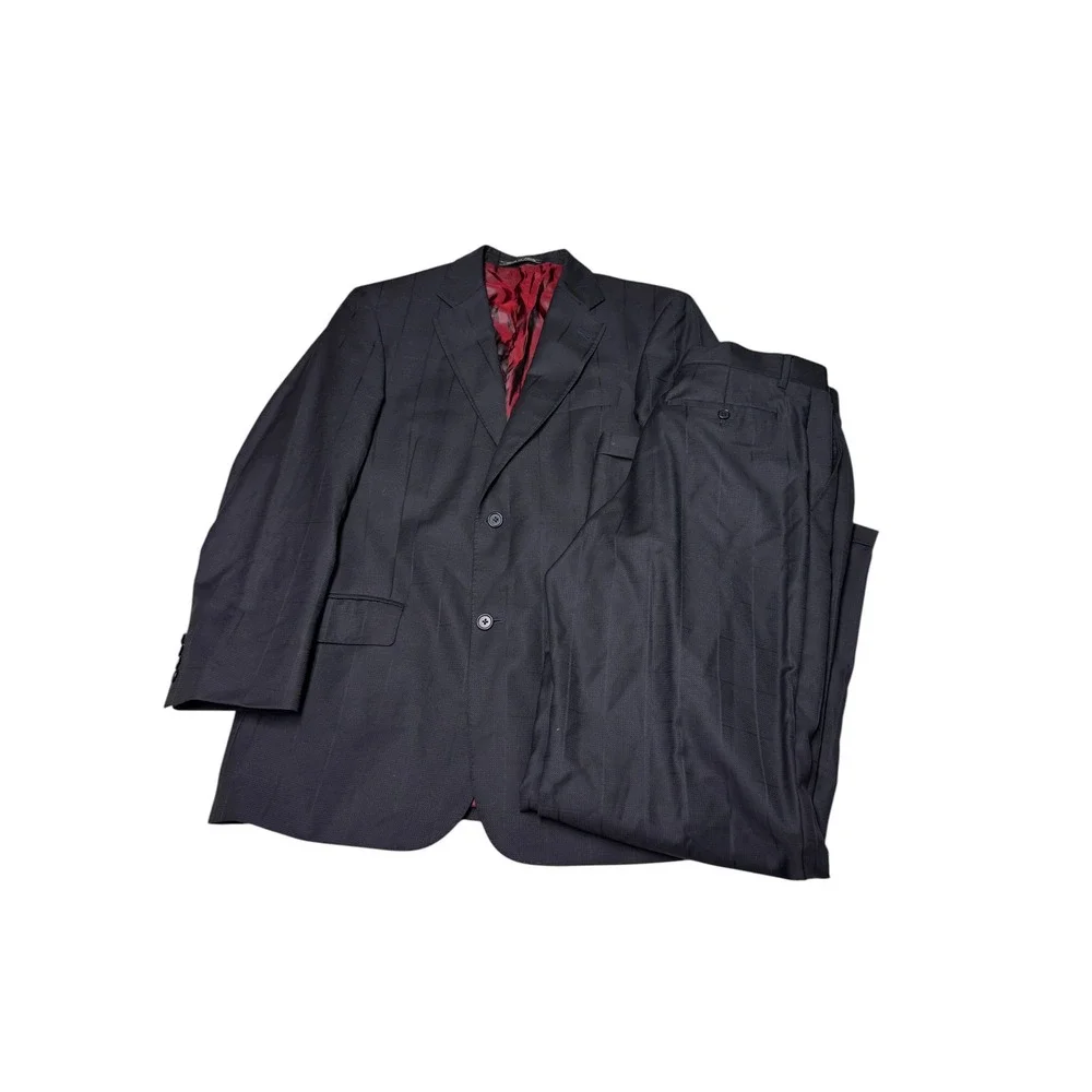 Gianni Orvieto Italy Windowpane Suit Angelico Super 120s Wool 2 Pc Men 41R 32X32